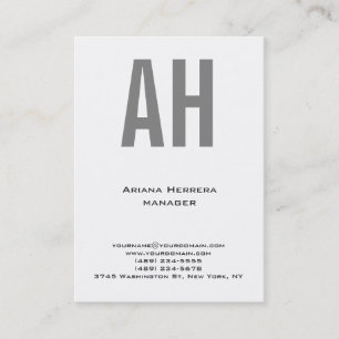 Trendy unique plain simple white grey monogram business card