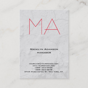 Trendy unique professional grey red monogram business card