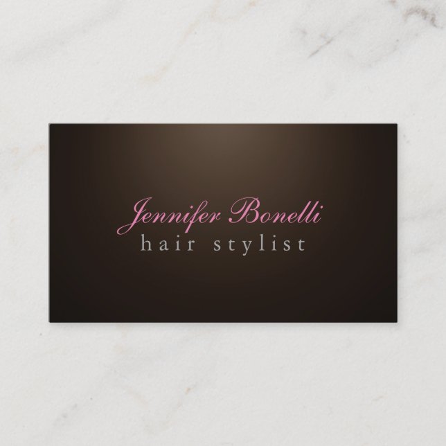 Trendy Unique Sepia Brown Hairdresser Modern Business Card (Front)