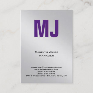 Trendy unique silver grey professional monogram business card