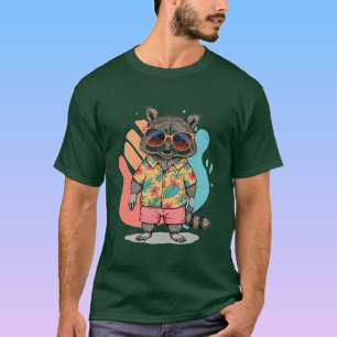Trendy Unisex Raccoon Print T-Shirt - Cool, Fun