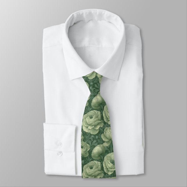 Trendy Valentine Gifts For Men Ranunculus Floral Tie (Tied)