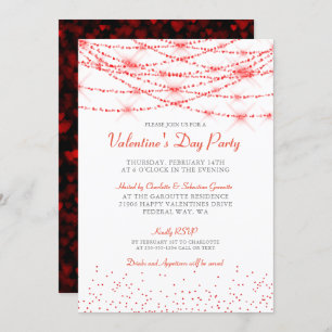Trendy Valentine Hearts Bokeh Party Invitation