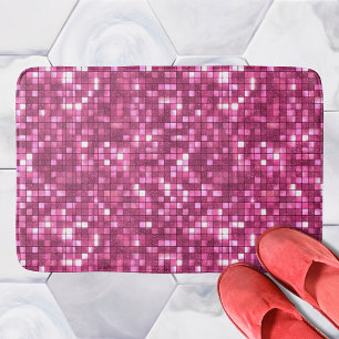 Trendy Valentine Hot Pink Disco Style Square Bath Mat