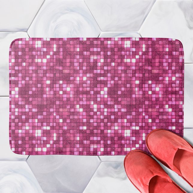 Trendy Valentine Hot Pink Disco Style Square Bath Mat (Creator Uploaded)