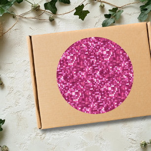 Trendy Valentine Hot Pink Disco Style Square Classic Round Sticker