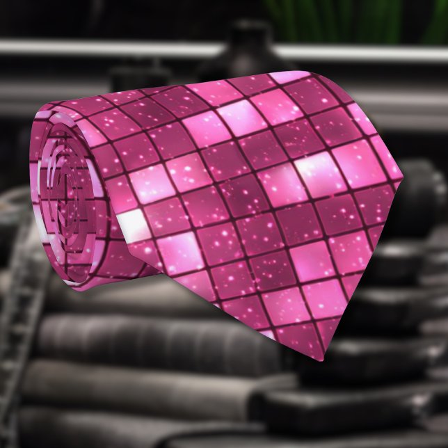 Trendy Valentine Hot Pink Disco Style Square Tie (Creator Uploaded)