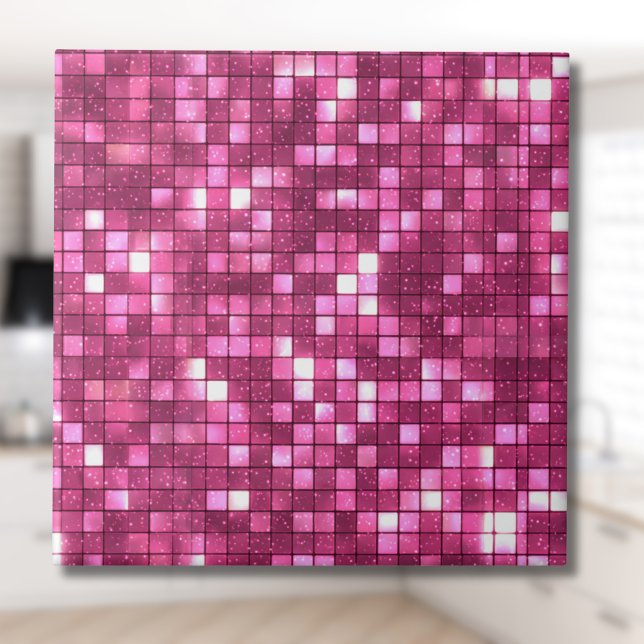 Trendy Valentine Hot Pink Disco Style Square Tile (Creator Uploaded)