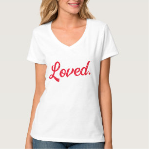 Trendy Valentine's Print Tee, Cute Loved Romantic T-Shirt