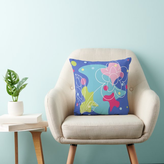 Trendy vector pattern of a summer flower in spots cushion (Chair)