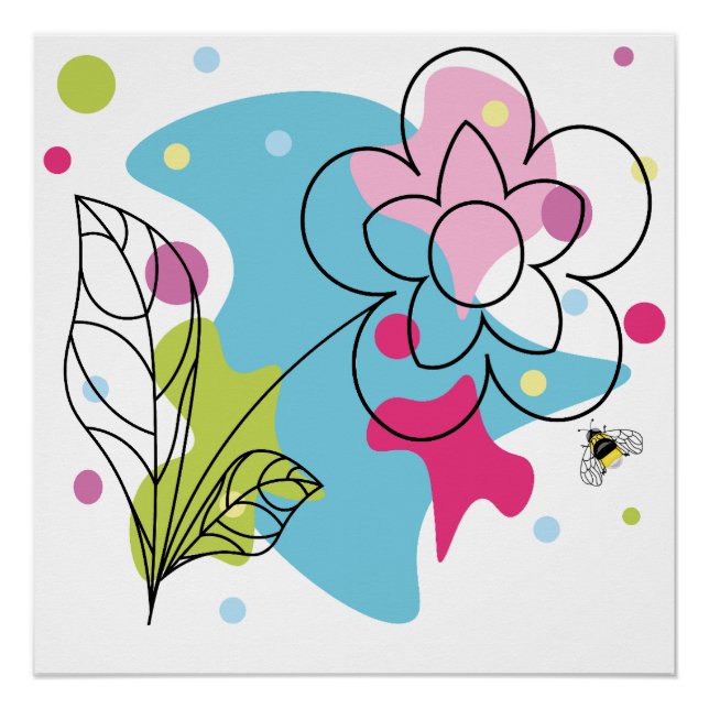 Trendy vector pattern of a summer flower in spots poster (Front)