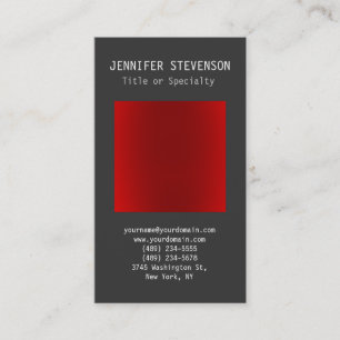 Trendy Vertical Grey Red Plain Business Card