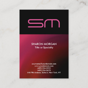Trendy Vertical Modern Monogram Black Red Business Card