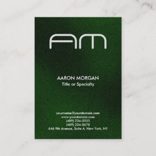 Trendy Vertical Modern Monogram Green Business Card