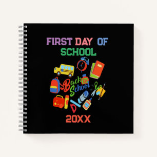 trendy vibrant Customisable Back to School Pattern Notebook