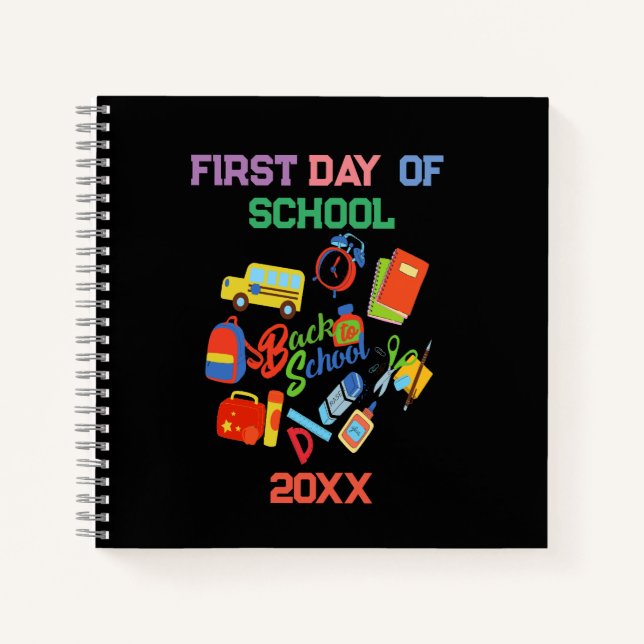 trendy vibrant Customisable Back to School Pattern Notebook (Front)