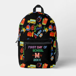 trendy vibrant Customisable Back to School Pattern Printed Backpack
