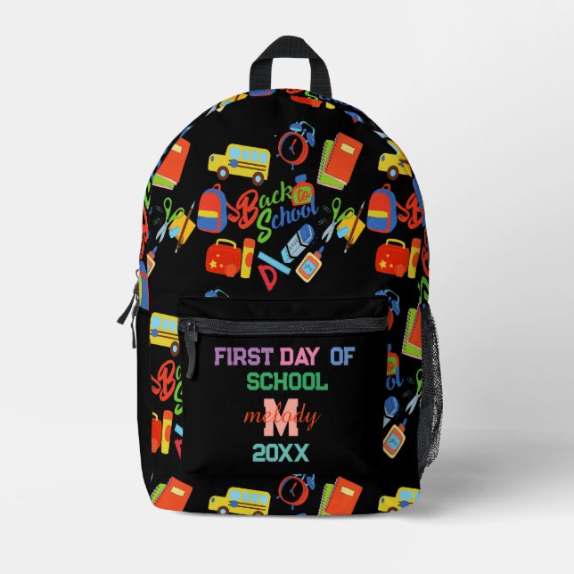 trendy vibrant Customisable Back to School Pattern Printed Backpack (Front)