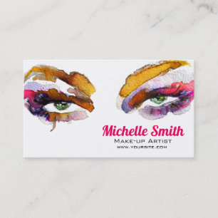 Trendy Vibrant Watercolor Eye Makeup Artist Business Card