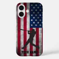 Trendy vintage American Flag Baseball Personalised