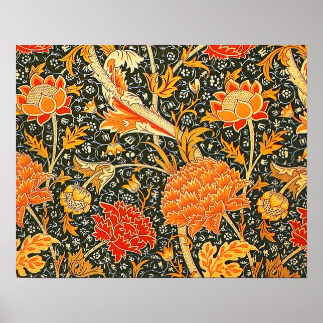 Trendy Vintage Designer Floral Wallpaper Pattern Poster (Front)