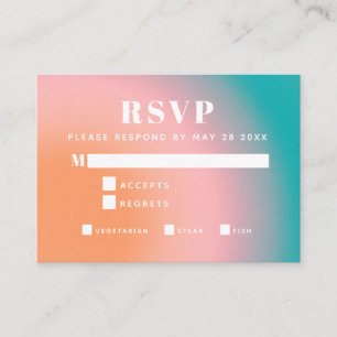 Trendy Vintage Gradient Teal Coral Meal RSVP  Enclosure Card