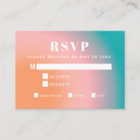 Trendy Vintage Gradient Teal Coral Meal RSVP 