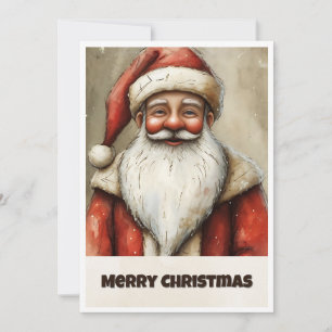 Trendy Vintage Rustic Non Photo Santa Claus Holiday Card