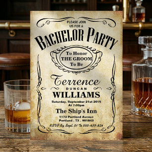 Trendy Vintage Typography Bachelor Party Invitation