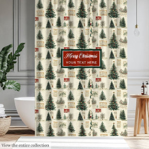 Trendy vintage watercolor holiday shower curtain