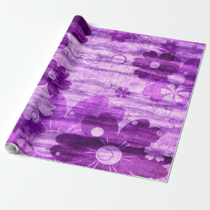 Trendy Violet Flower Vintage Wrapping Paper