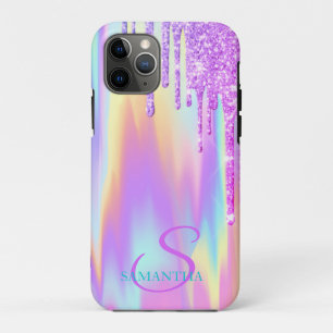 Trendy Violet Glitter Drips Ombre Holographic Case-Mate iPhone Case