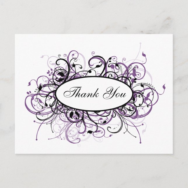 trendy violet ThankYou Cards (Front)