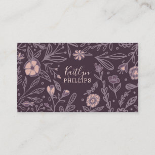 Trendy Violet Wildflower Floral Pattern Business Card