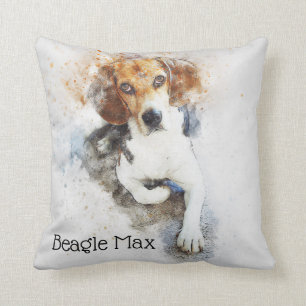 Trendy Watercolor Beagle Dog Personalised Cushion