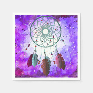 Trendy Watercolor Bohemian Dream Catcher & Nebula Napkin
