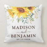 Trendy Watercolor Boho Sunflower Garden Wedding Cushion<br><div class="desc">This beautiful cushion features elegant watercolor sunflowers and lush greenery complimented with modern and stylish lettering. Use the template fields to add your details. Please click the "Customize Further" button to re-arrange elements if required.</div>