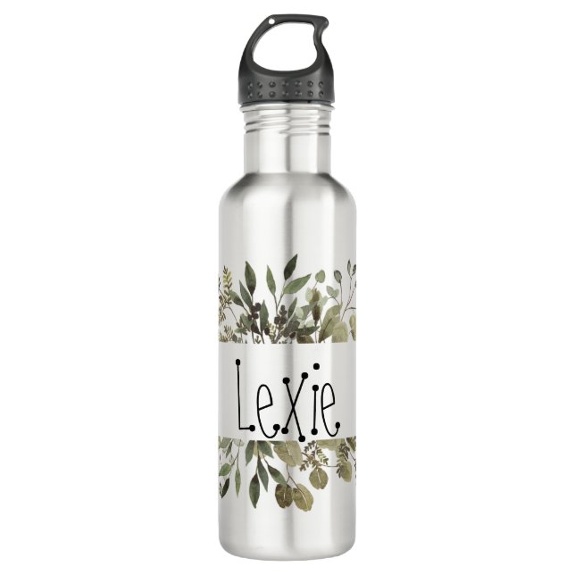 Trendy Watercolor Botanical Personalized  710 Ml Water Bottle (Front)