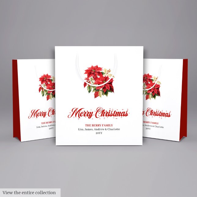 Trendy Watercolor Christmas Poinsettia Holiday Bag (Trendy Watercolor Christmas Poinsettia Holiday Bag)