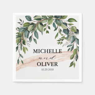 Trendy Watercolor Eucalyptus Greenery Wedding Napkin