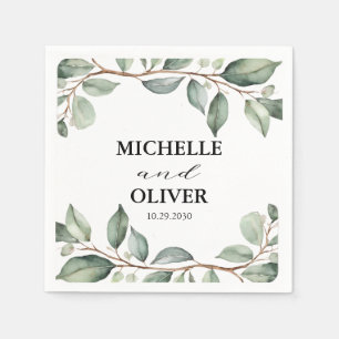Trendy Watercolor Eucalyptus Greenery Wedding Napkin