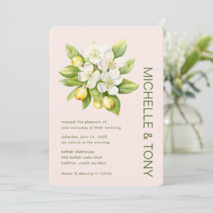 Trendy Watercolor Floral Botanical Wedding Invitation