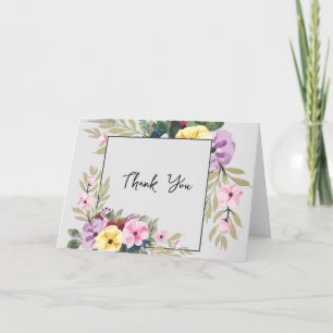 Trendy Watercolor Floral Business Thank You Cards