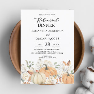 Trendy Watercolor Flowers & Pumpkins Autumn Invitation
