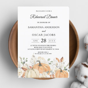 Trendy Watercolor Flowers & Pumpkins Autumn Invitation