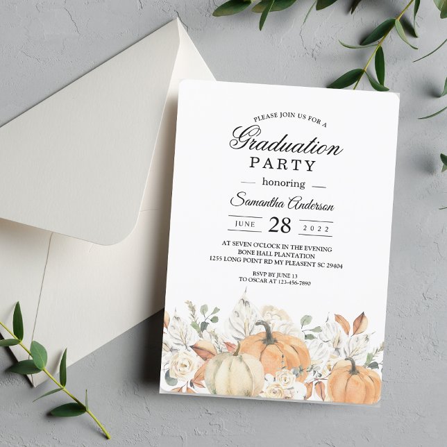 Trendy Watercolor Flowers & Pumpkins Autumn  Invitation (Creator Uploaded)