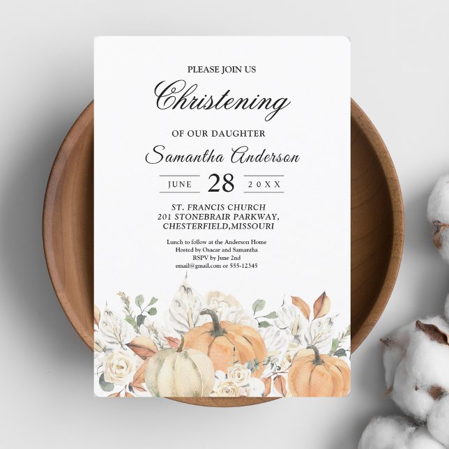 Trendy Watercolor Flowers & Pumpkins Autumn  Invitation (Creator Uploaded)