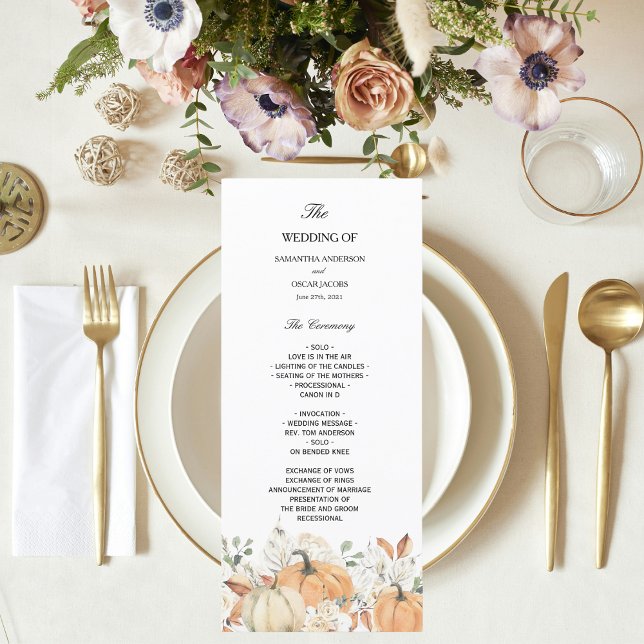 Trendy Watercolor Flowers & Pumpkins Autumn  Menu (Creator Uploaded)