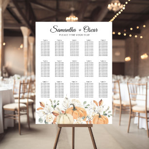 Trendy Watercolor Flowers & Pumpkins Autumn  Poster