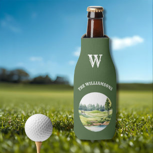 Trendy Watercolor Golf Orientated Course Cart Bottle Cooler